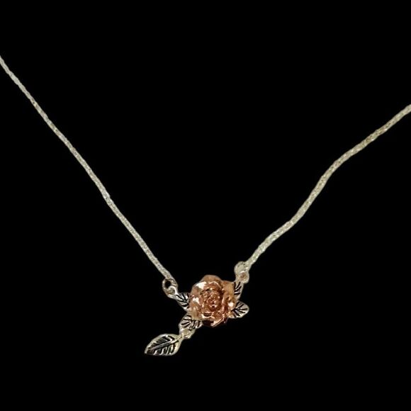 DISNEY Belle Princess Beauty and The Beast Rose Gold Silver Tone Floral Flower N - Picture 2 of 6